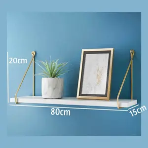 Addre Floating Shelf White/Gold / 20cm H x 80cm W x 15cm D