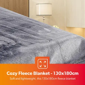 Geepas Heated Over Throw Fleece Electric Over Blanket Soft Fleece - 130x160cm & 130x180cm Options