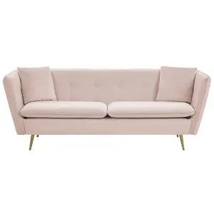 3 Seater Velvet Sofa Pink FREDERICA