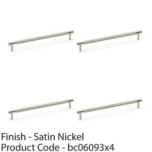 4 PACK - Knurled T Bar Door Pull Handle - Satin Nickel - 224mm Centres Premium Drawer