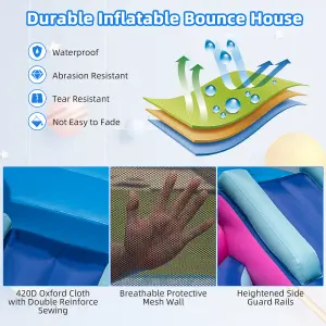 Costway Inflatable Kids Bouncy Castle Water Slide Jumping House with 480W Blower