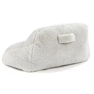 Teddy Fleece Bed Reading Cushion Pillow with Arms Lumbar Support