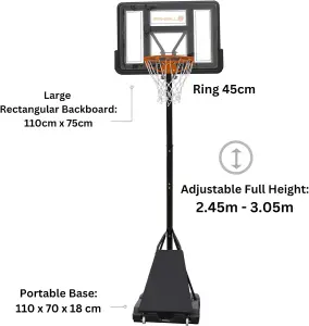 Basketball Hoop with Stand - Bee-Ball Ultimate ZY-020 - Full Height Outdoor Basketball Net for Adults and Children