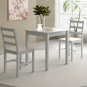 3 Piece Wooden Dining Set In Grey