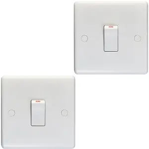 2 PACK 1 Gang Single 20A DP Switch - WHITE PLASTIC Wall Plate Kitchen Appliance