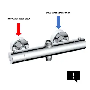 ENKI, Dune, T33, Chrome, Thermostatic Shower Mixer Bar Valve with Two Outlets, Solid Brass, Anti-Scald Device, Anti-Scald Device