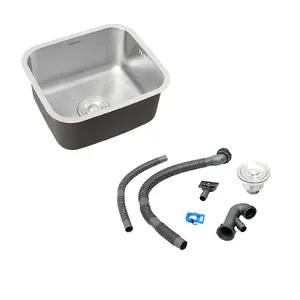 Deep Single Bowl Stainless Steel Catering Inset Kitchen Sink and Drainer 410mm x 360mm