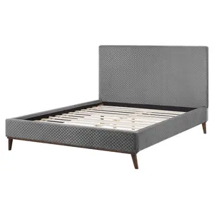 Velvet EU King Size Bed Light Grey BAYONNE