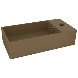 Berkfield Bathroom Sink with Overflow Ceramic Matt Cream