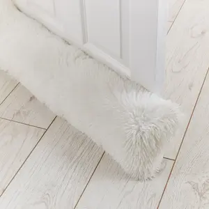 Cuddly Deep Pile Faux Fur Door Draught Excluder Cream