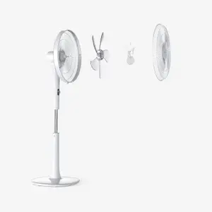 Pro Breeze 16" Pedestal Fan - Low Energy DC Motor, 3 Operating Modes & Remote Control - White