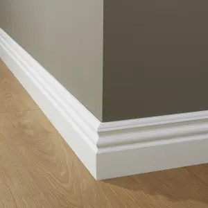 GoodHome White MDF Skirting board (L)2200mm (W)120mm (T)19mm