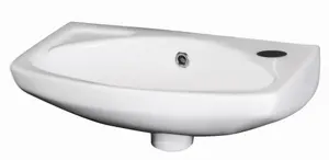 Cloakroom Wall Hung 1 Tap Hole Oval Ceramic Basin with Overflow - 450mm