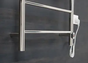 Rinse Bathrooms Stainless Steel Electric Heated Warmer Heated Towel Rail Wall Mounted Straight - 800x500mm Chrome