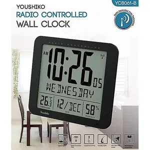 Large Radio Controlled Wall Clock with Large 3.27 inches Time digits