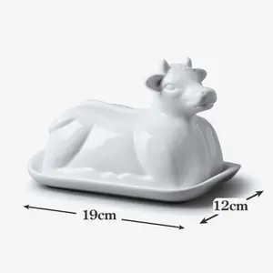 WM Bartleet & Sons Porcelain Cow Design Butter Dish