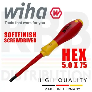 Wiha Hex Driver Screwdriver 1000v Electrician VDE 5mm Hex SoftFinish Grip 30364