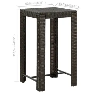 Berkfield Garden Bar Table Brown 60.5x60.5x110.5 cm Poly Rattan