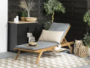 Sun Lounger with Cushion Wood Grey CESANA