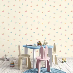 Galerie Just 4 Kids 2 Yellow Pink Blue Orange Butterflies Smooth Wallpaper