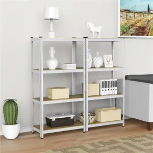 Yaheetech Silver 2Pcs 4 Tier Metal Storage Shelves for workshop Living Room