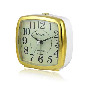 Analogue Quartz Movement / Crystal Alarm Tabletop Clock White/Gold