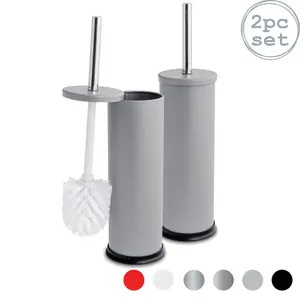 Harbour Housewares - Round Toilet Brushes - Matt Grey - Pack of 2