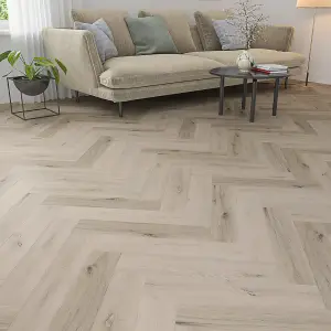 Luxury Flooring Abisko Herringbone Oak Grey Wood Effect Luxury Vinyl Click Flooring LVT - 2.36m2 