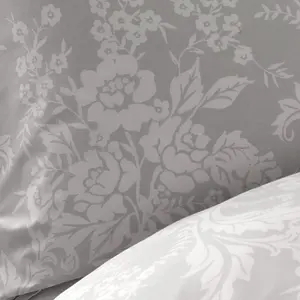 Samantha Faiers Home Darcy Floral Reversible Superking Duvet Cover Set with Pillowcases - Silver