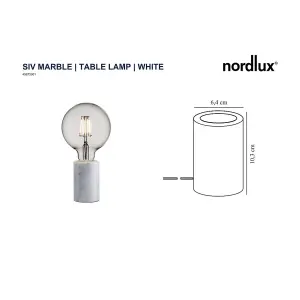 Nordlux Siv Marble Indoor Living Dining Bedroom Table Lamp In White (Height) 10.3cm