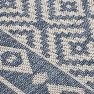 Outdoor Flatweave Rug 80x150 cm Blue Stripes