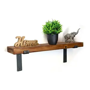 Maryvonne Oak Bracket Shelf with Reclaimed Wood Walnut / 24cm H x 20cm W x 17.5cm D