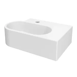 GoodHome Levanna Gloss White Rectangular Wall-mounted Cloakroom Basin (W)47.3cm