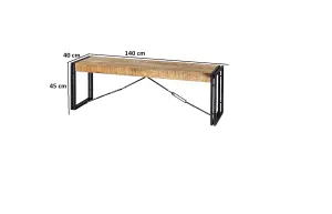 Kingwood Industrial Rectangular Dining Bench Made From Solid Wood And Reclaimed Metal