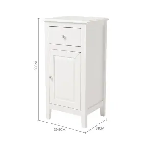 Freestanding Modern White Wooden Bathroom Cabinet with Drawer