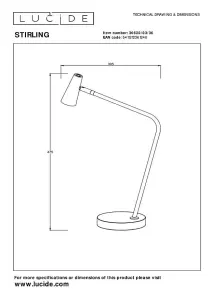 Lucide Stirling Modern Rechargeable Floor reading lamp - Battery - LED Dim. - 1x3W 2700K - 3 StepDim - Black