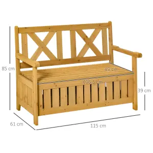 Outsunny Wood Storage Garden Bench for Patio Outdoor Seating Tools Organizer