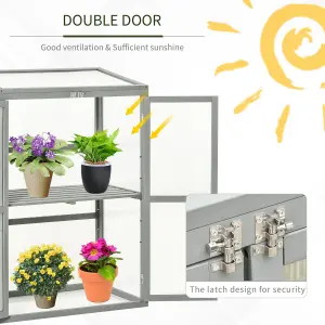 Outsunny Wood Cold Frame Greenhouse Outdoor Indoor PC Board 76 x 47 x 110cm Grey