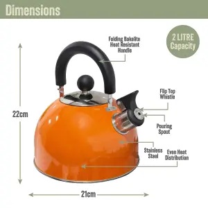 Milestone Camping 2 Litre Orange Camping Kettle