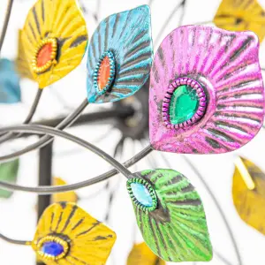 Primrose Peacock Feather Wind Spinner Outdoor Garden Decoration Wind Sculpture Dia 36cm