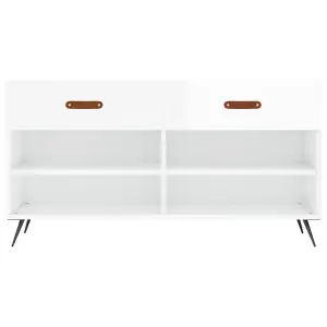 Berkfield Shoe Bench High Gloss White 102x35x55 cm Engineered Wood