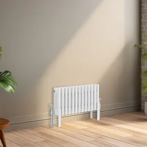 Right Radiators 300x605 mm Horizontal Traditional 4 Column Cast Iron Style Radiator White