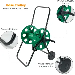 Portable Garden Hose Reel Trolley  60M Free Standing Water Pipe Cart