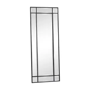 Melody Maison Black Framed Art Deco Wall / Leaner Mirror 142 cm x 54 cm