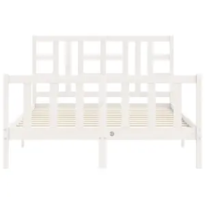 Berkfield Bed Frame with Headboard White King Size Solid Wood