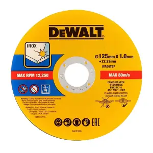 Dewalt 125mm 5.5" 1mm Thin INOX Metal Cutting Disc 22mm Bore Flat Disc x 25 Pack