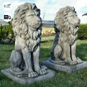 Pair of stunning large sitting lion statues