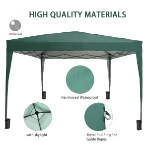 Birchtree Waterproof 3m x 3m Heavy Duty Pop Up Gazebo Marquee Garden Awning Party Tent Canopy 600D Polyester Steel Frame Green