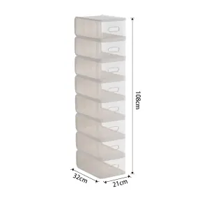 8 PCS Ivory White Plastic Stackable Shoe Storage Box Transparent Shoe Organiser