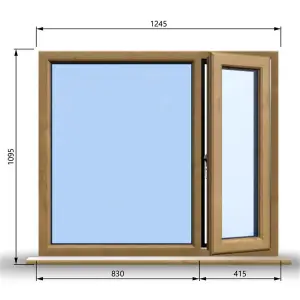 1245mm (W) x 1095mm (H) Wooden Stormproof Window - 1/3 Right Opening Window - Toughened Safety Glass